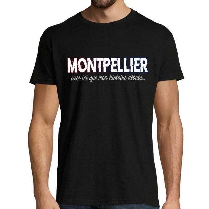 T-shirt homme - Montpellier - Noir - Manches courtes - Col arrondi