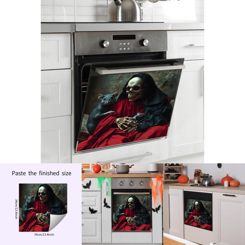 Moderner Minimalistischer Pvc Lachendes Skelett und Maus Wandaufkleber für Halloween Wohnzimmer Dekoration und Home Office