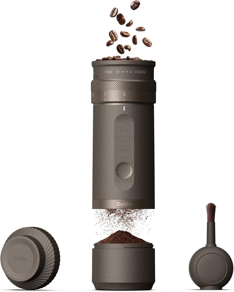 Fino Portable Electric Coffee Grinder, 28 Grind Settings, One-Button Burr Grinder with Fast-Charge Battery, Auto-Stop & Clog Pro