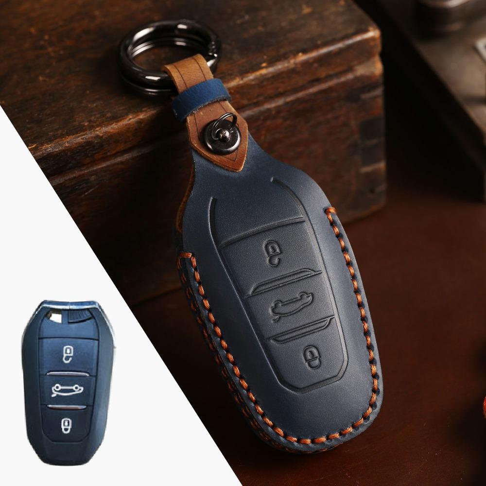 Премиальная кожаная ключница для автомобилей Peugeot Citroen DS Ручная прошивка для идеальной посадки и стиля