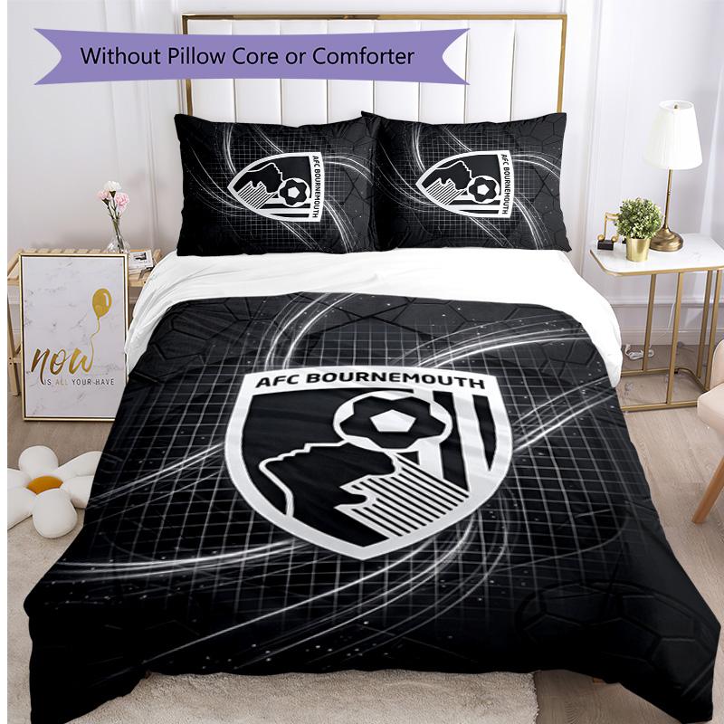 Set Lenzuola Stampato Calcio Bournemouth 3 Pezzi, Comodo Set Copripiumino per Camera da Letto Amico della Pelle