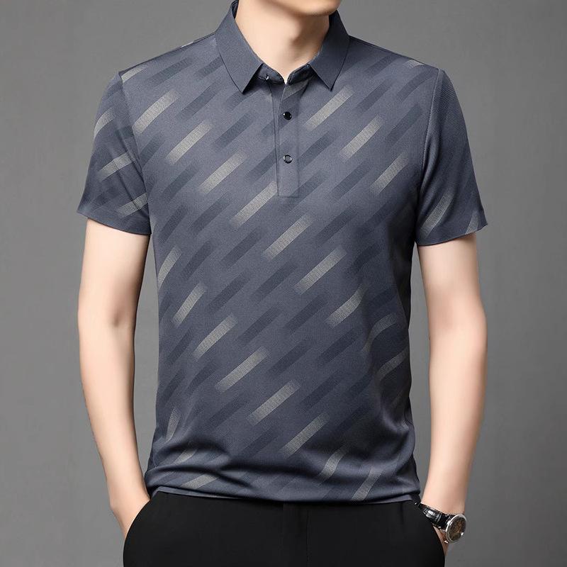 Men's Business Casual Short Sleeved Printed Polo Shirt Fashionable Breathable Comfortable and Versatile Top
