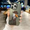 Color Phone Case For iPhone 17 16E 16 11 15 14 Pro MAX 12 13 MINI 7 8 Plus XR SE Silver Plated IMD Cover Cartoon Doubt Duck
