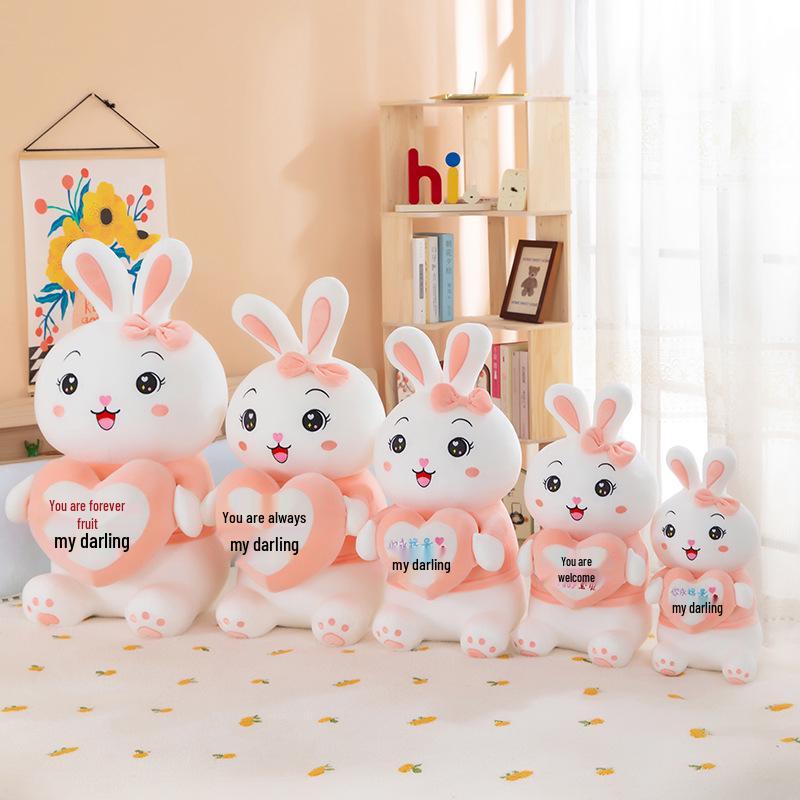 Cute Heart Rabbit Plush Couple Toy - Large Hugging Pillow Doll - Perfect Gift for Girls
