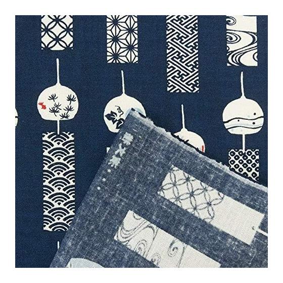 Hamamonyo Tenugui - Fuurin Komon (Blue) - 100% Cotton, 34cm X 90cm