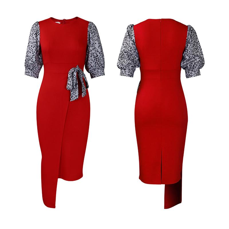 Rozcięcie Ubrania Lato Damska Sukienka Ołówkowa Moda Temperament Drukowany Patchwork