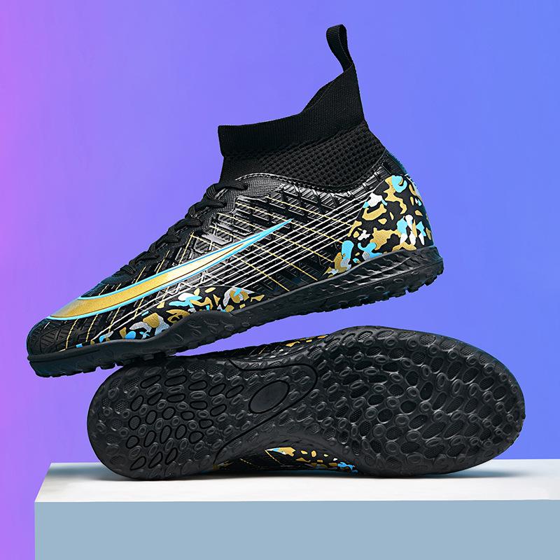 High-top Football Shoes World Cup Broken Nails Artificial Turf Long Nails Leather Foot Youth Training Shoes