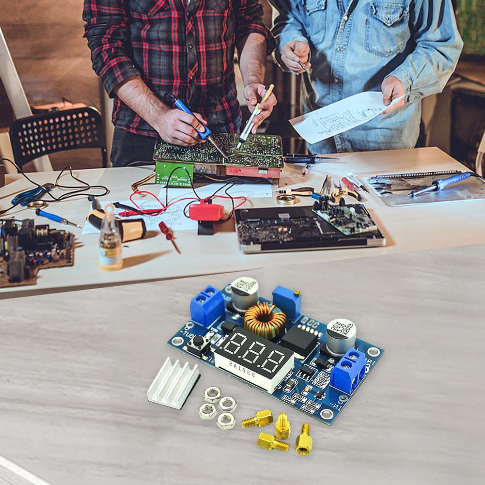 XL4015 DC-DC Step Down Converter 5A 75W with LED Voltmeter and Short Circuit Protection for Voltage Regulation