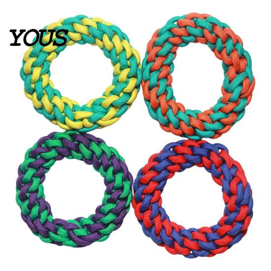 Durable Dog Rope Toys Woven Braided Toy, Cotton Knotted Chew Aggressive Anxiety Relief for Dogs Interactive Tug-of-War Ring Pet Toy Indoor And Outdoor