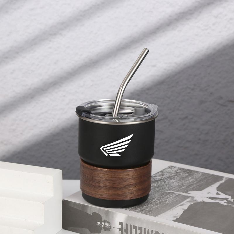 300ml Motorcycle Logo For Honda Stainless Steel Coffee Mug with Lid Anti-Scald Drinks Cup Resistant for Outdoor Picnic Camping VO8
