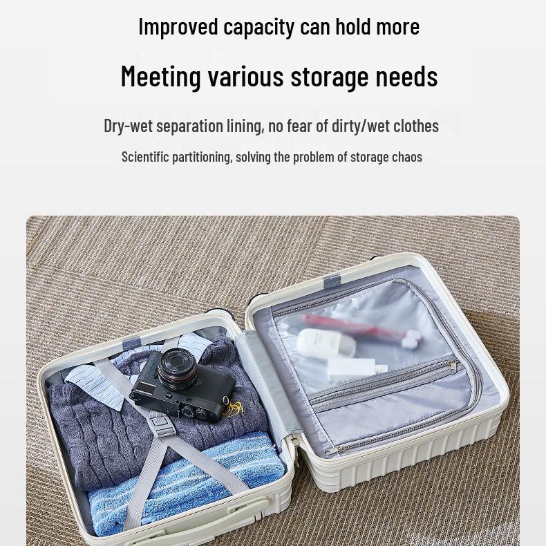 14" Silent Wheel Carry-On Luggage with USB Charger & Cup Holder