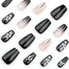 Black Gradient Plum Blossom Nail Pieces - Short Ballet, Detachable, New Chinese Style, Wearable