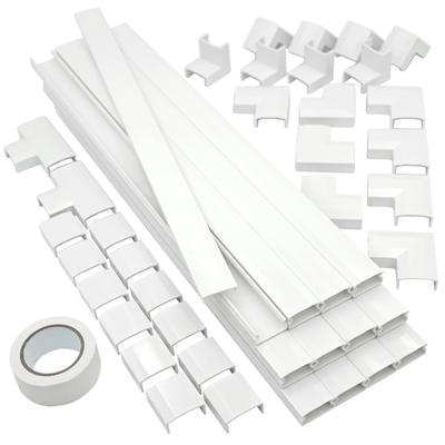 Conjunto de Cobertura de Fiação Nesect com Fita Dupla Face, 12 Tiras de Cabo Retas de 40cm (4,8 m), 5 Tipos de Juntas, e Fita Adesiva para Proteção de Papel de Parede
