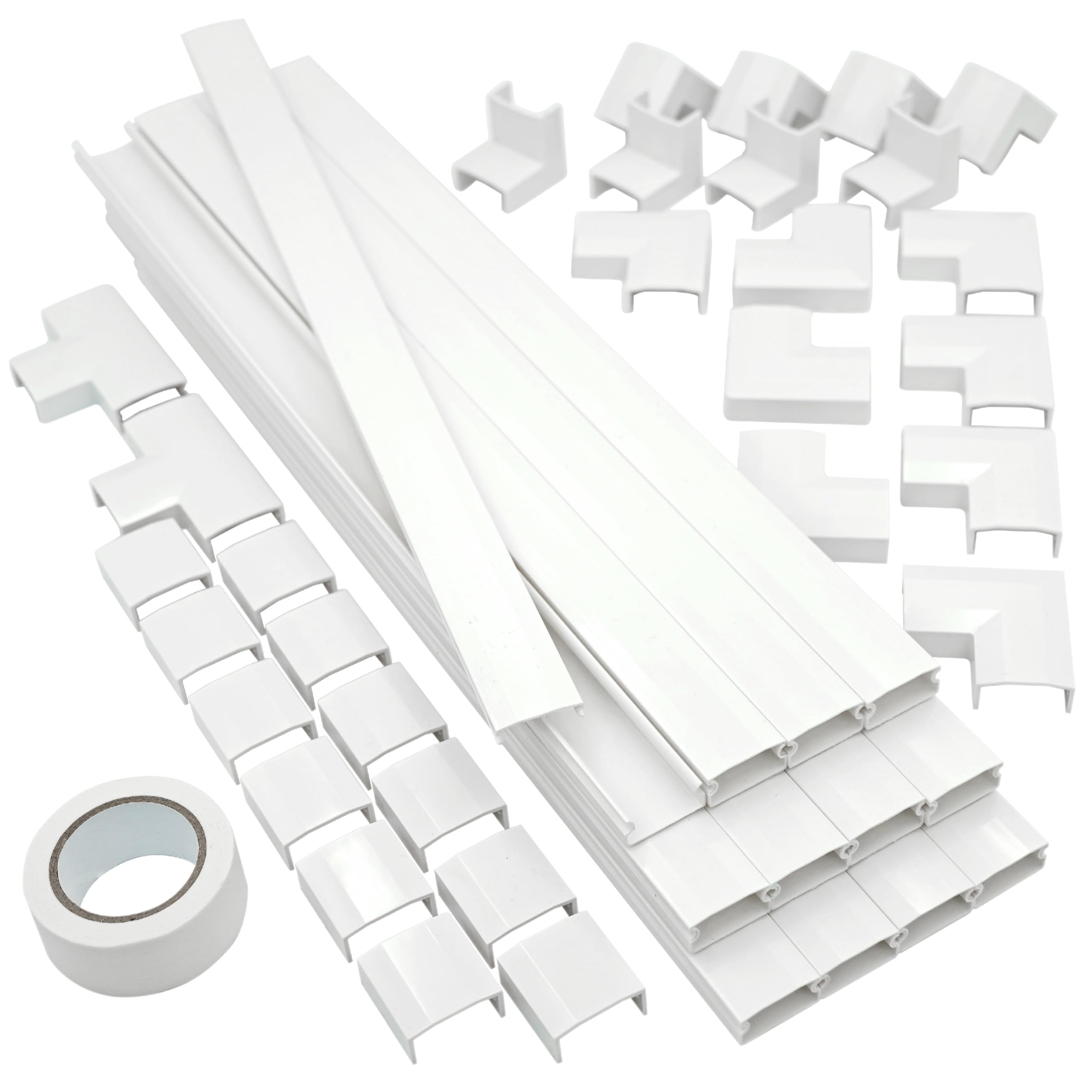 

Набор заглушек для проводов Nesect с двусторонним скотчем, 12 прямых кабельных каналов по 40 см (4.8m), 5 типов стыков и малярный скотч для защиты обоев