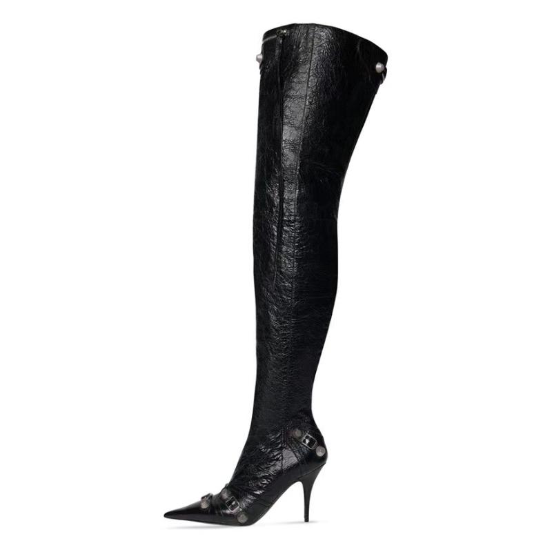 2023 Brand New Rivet Black Over Knee Boots Women s Autumn Winter Sexy Slim Fit High Heels Fashion Walk Show Boots Big Size 42 43 34 24900₽