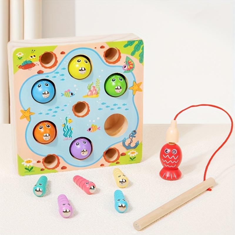 Lustiges Angel- und Insektenfangspiel, Duales Spieldesign zum Angeln und Insektenfangen, Freihändiges Gehirntraining, Leuchtende Farben, Hochwertiges Holz