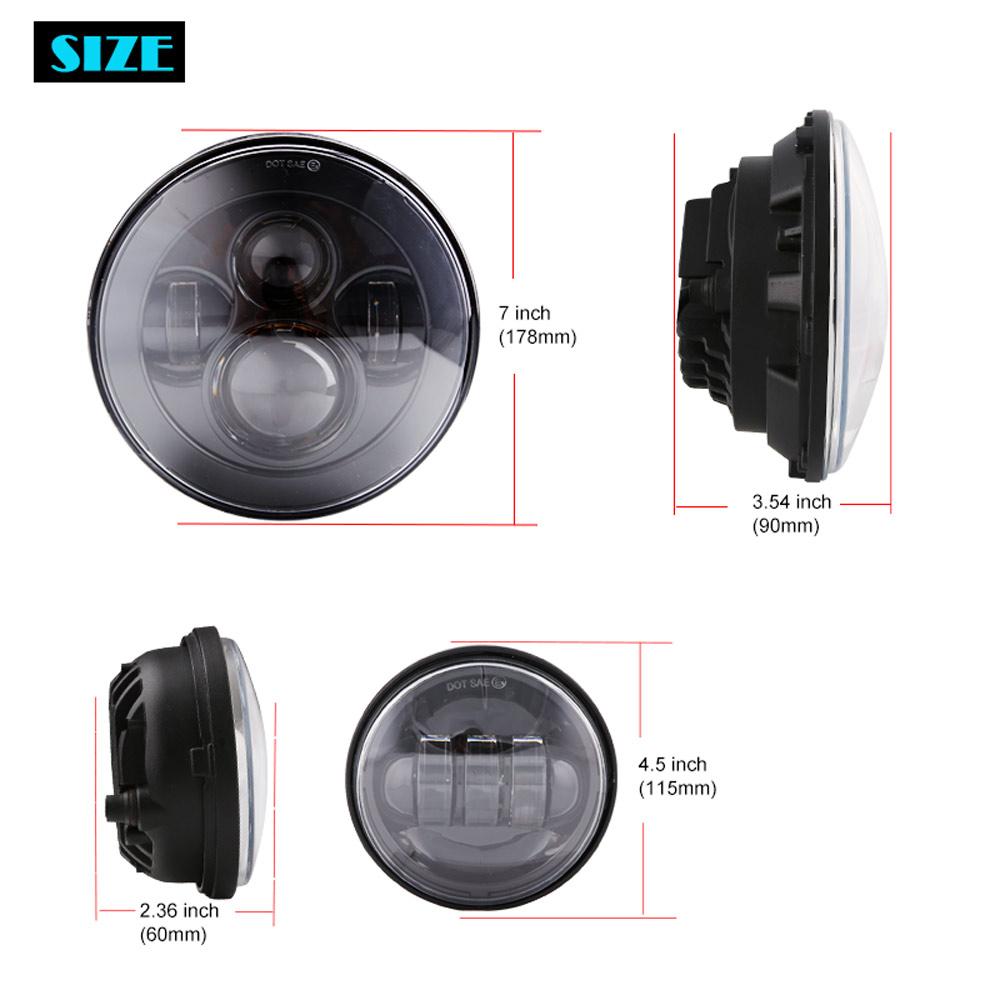 For Harley Touring Road King Street Glide Motorcycles Accessories Headlight 7" Black LED Projector Headlight 4.5" Fog Lamp