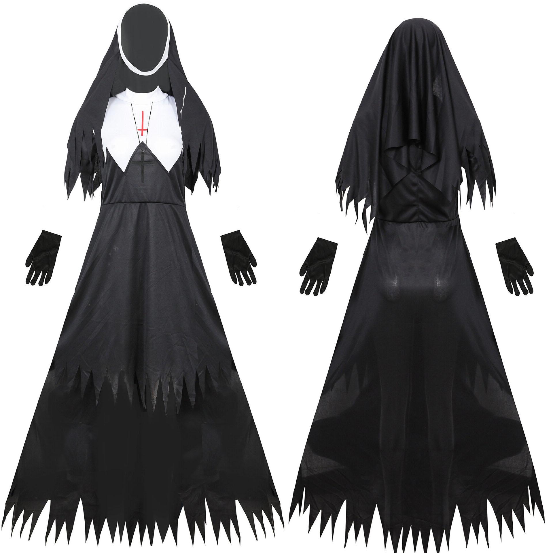 Черная свободная длинная женская юбка монахини — фото 11