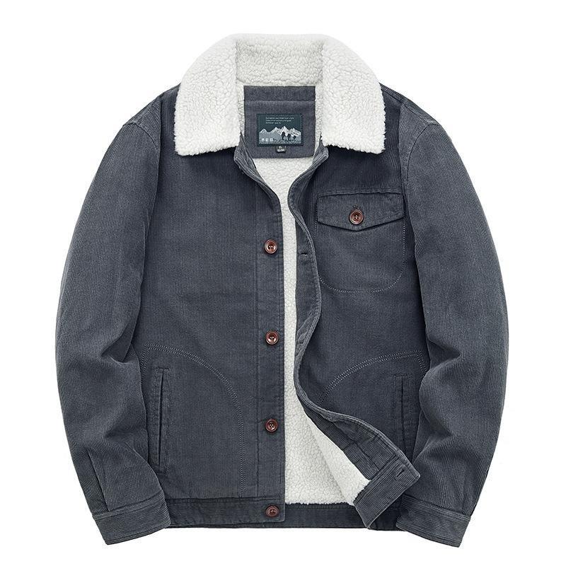 Jackets Padded Warm Loose Parka Coat Corduroy Short Jacket Man Solid Zip Windbreaker Winter Men's Loose