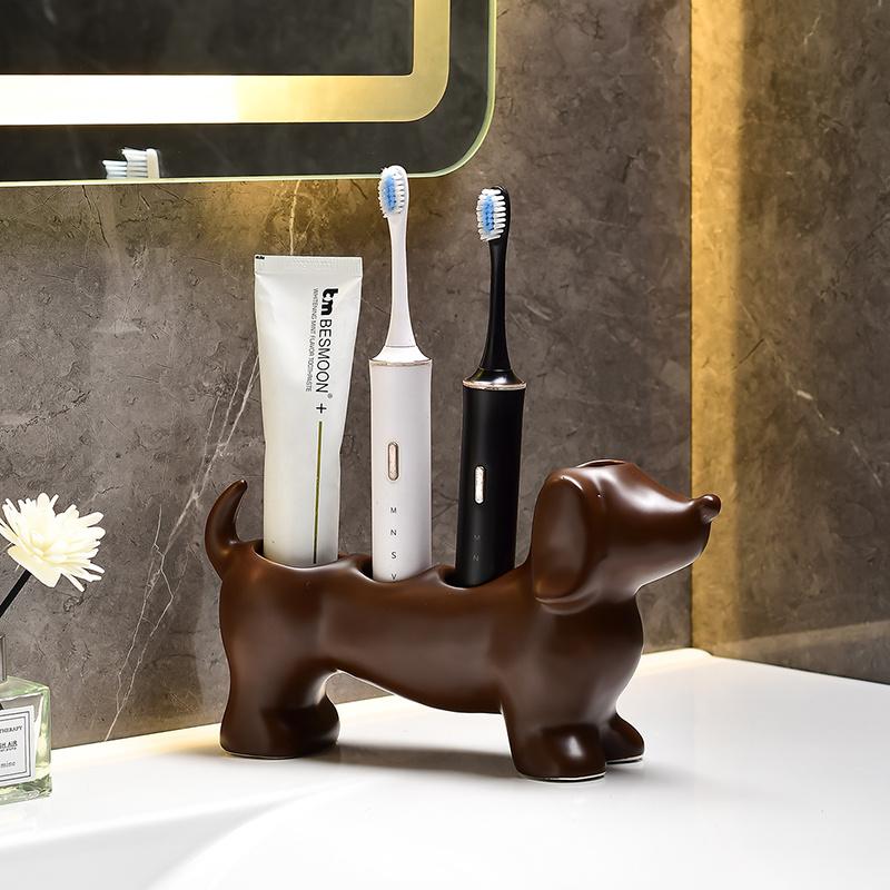 1PC Shelf Toothbrush Holder Toilet Wash Counter Ceramic Shelf Base Storage Ornament - Suitable for Toothbrushes and Dental Education