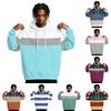 Felpa con cappuccio a righe da uomo con tasca, Pullover casual sportivo