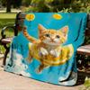 1 Stück Zitrone Katze Outdoor-Decke - Weiches Flanell Gemütlich für Reisen & Camping - Ganzjahres Warme Bettdecke, Maschinenwaschbar yy251229098