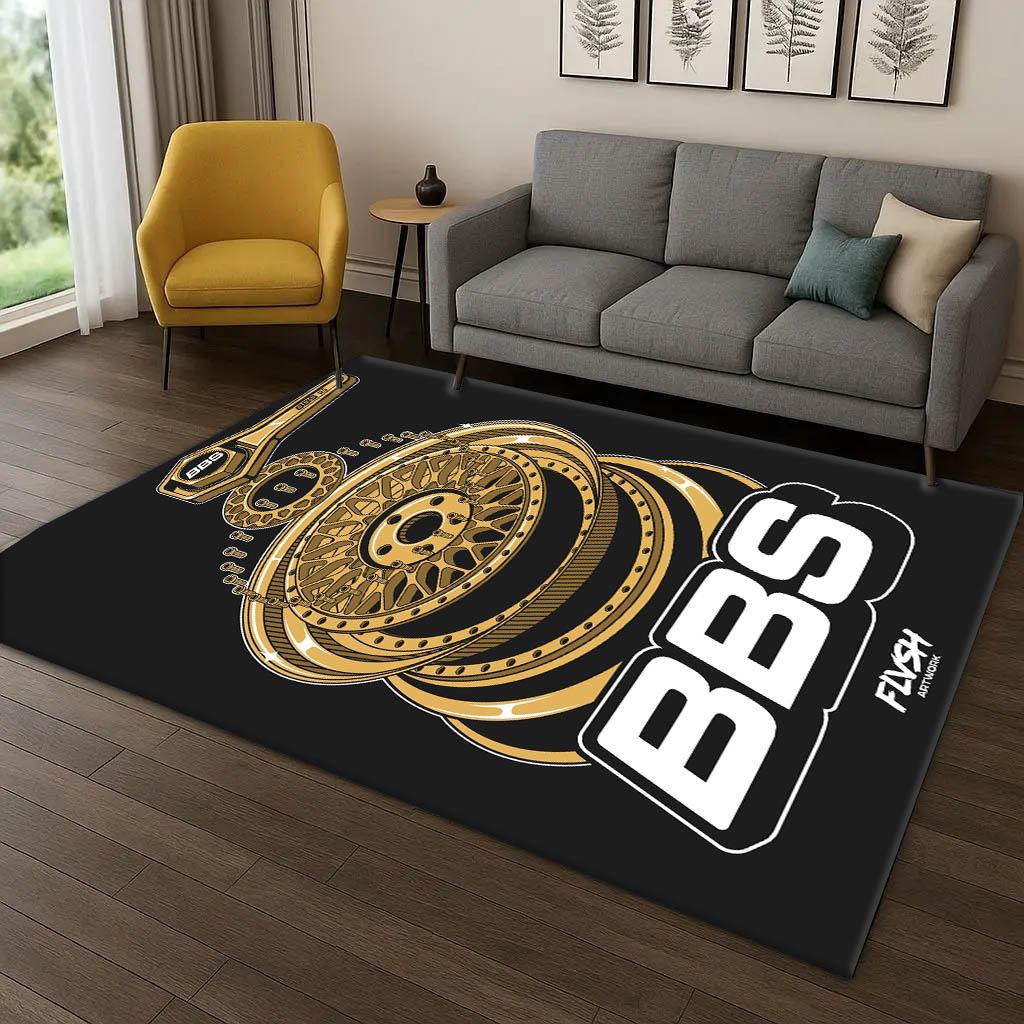 B-BBS Racing Classic Car Cool Motor 3D Print Carpet Rug Art for Room Decor Home Bedroom Gifts Kids Area Rug Non-slip Floor Mat