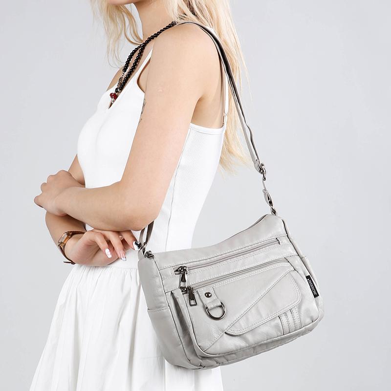 Large Capacity Shoulder Bag Women's Lightweight Soft Leather Crossbody Bag Mother Bag