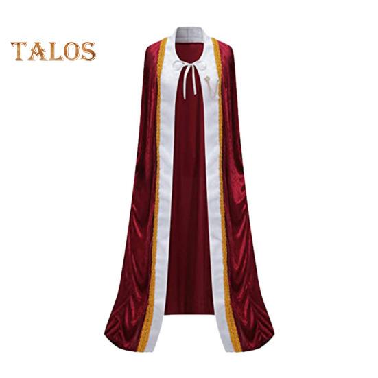 

Женский плащ на Хэллоуин, король, королева, косплей, шнуровка, длина до пола, цветное кружевное украшение, представление, фестивали, накидка, халат S вино красного