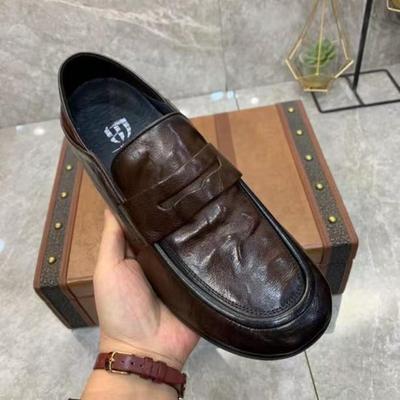 Comfortable Grid Casual Leather Shoes Men's Soft-faced Soft-soled Leather Foot Cover Doudou Shoes One-pedal Driving