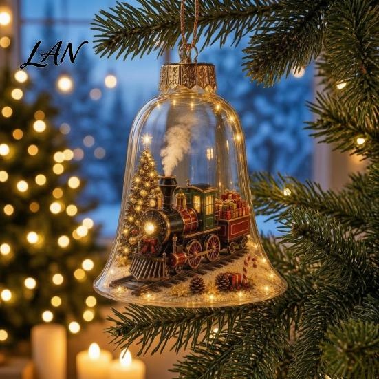 Layered Christmas Tree Ornament Sets 3D Bell Ornament, Winter Scene Clear Decoration with Santa Holiday Home Atmosphere Enhancements Snowman Reindeer