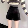 Women's Petite High-Waist Black Velvet Shorts - Autumn/Winter 2025 Collection