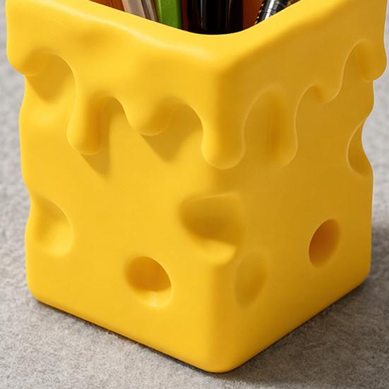 3D-printet Ost Penneholder, Smeltende Osteterning Blyant Opbevaringsbeholder, Makeuppensel Papirvarer Organizer Boks til Hjemmekontor Skrivebord