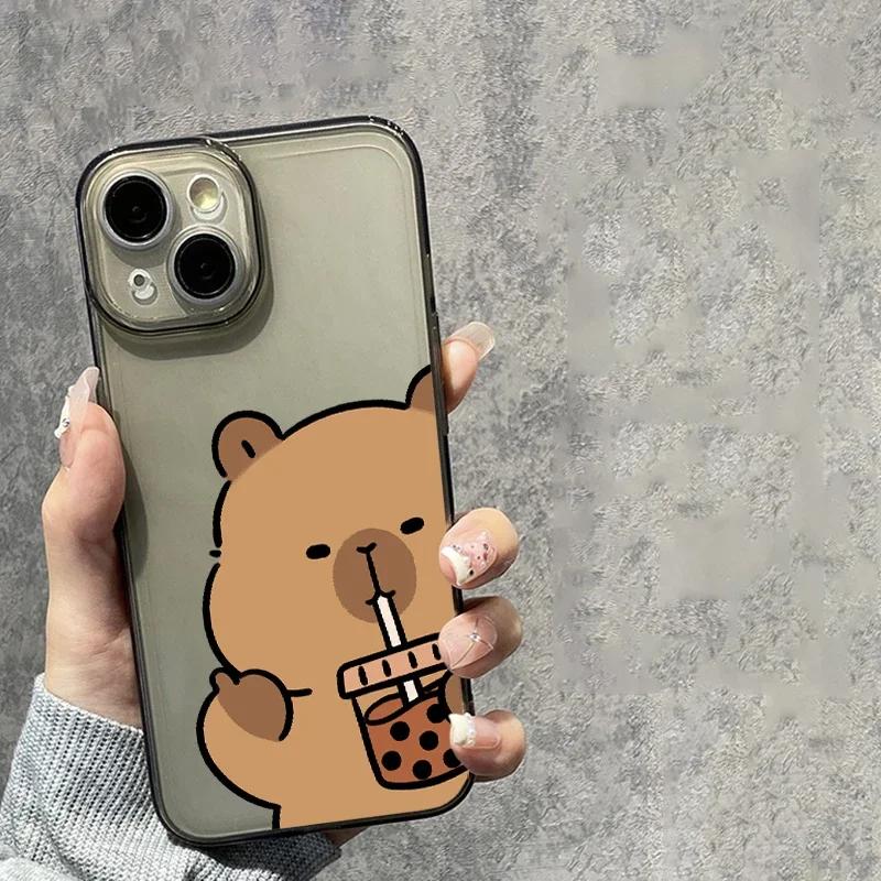 Funny Cartoon Capybara Clear Phone Case For iPhone 17 14 15 12 11 13 16 Pro Max Mini SE 7 Plus 17E Cute Transparent Cover Fundas