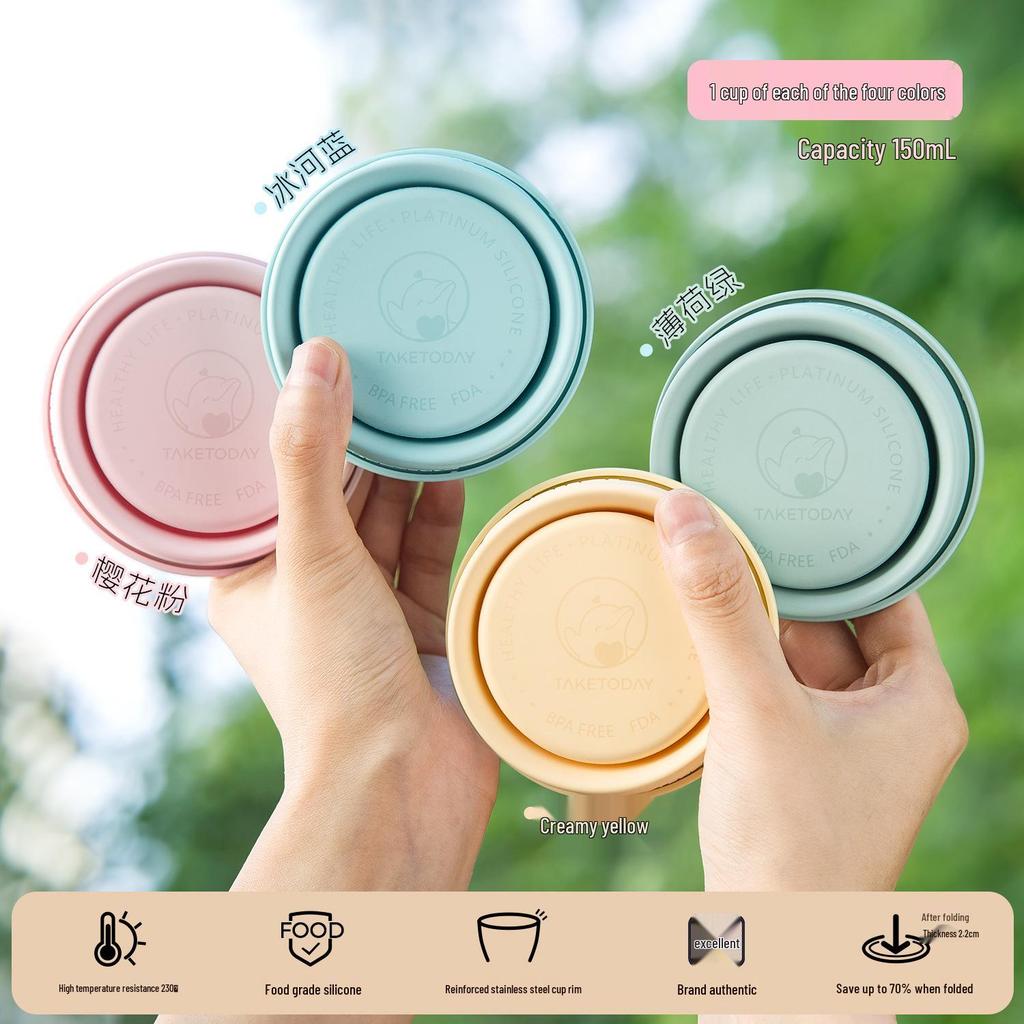 Exclusive Era Collapsible Silicone Travel Cup - Portable, High-Temperature Resistant for Camping & Outdoor Use.