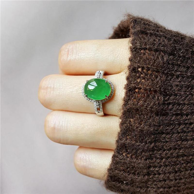 Nuevos Anillos Ovalados de Jade Hotan Natural Clásico para Mujer Lujo Ligero con Incrustaciones de Cristal Moda Joyería de Boda Regalo Ajustable