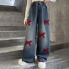 Girls High Waist Denim Wide Leg Pants with for Casual Everyday Wear
