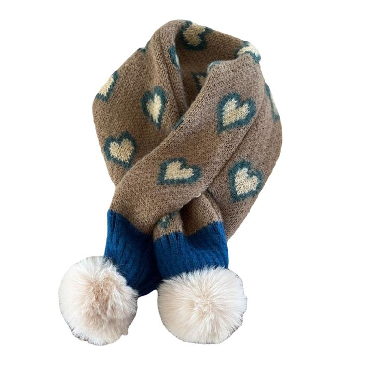 Children Knitted Scarf Soft and Warm Heart Pattern Neck Warmer Fashionable Autumn Winter Various Outfit Neck Gaiter