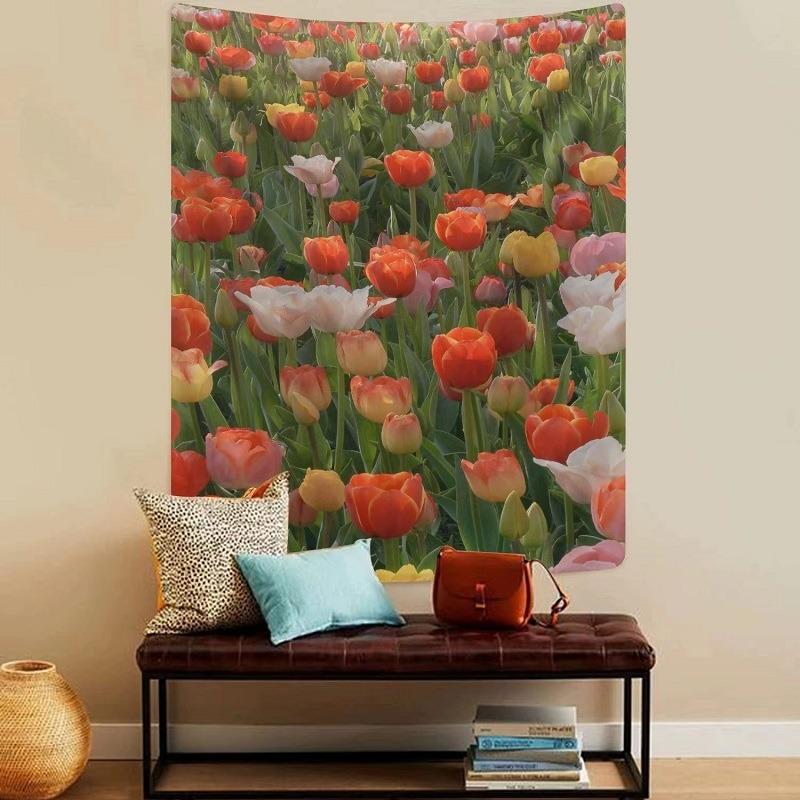 Tulip Flowers Wall Decor Tapestry Home Living Room Tapestry