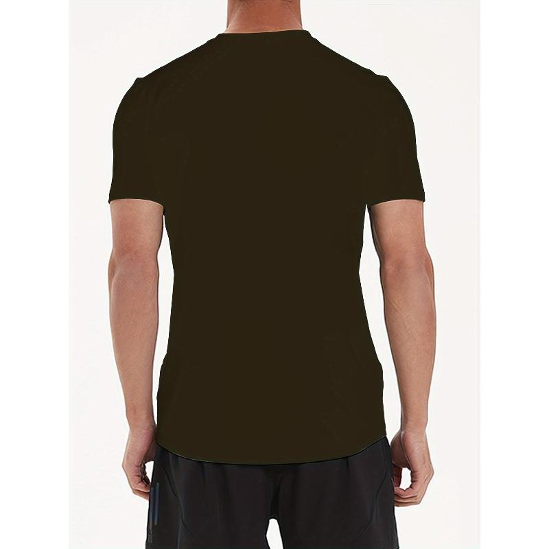 European Sizes Men's Casual "HERE FISHY" Print T-Shirt - Comfortable Polyester, Round Neck, Short Sleeve Tee for Summer - Machine Washable