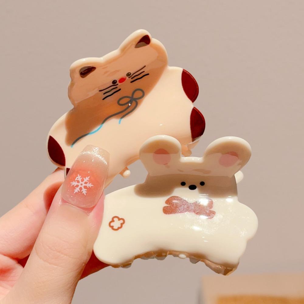 Korean Style Cartoon Animal Hair Claw Acrylic Spotted Cat Hair Clip  Hair Accessories