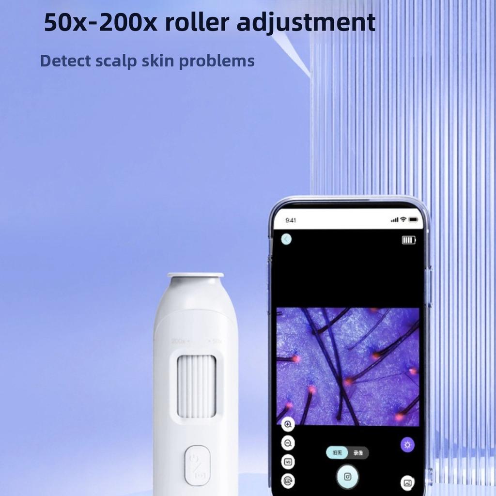Digitaler Kopfhaut-Analysator 50X-200X Haar-Mikroskop Trichoskop Kopfhaut-Untersuchungswerkzeug USB WiFi Android iOS Foto-Video-Kamera