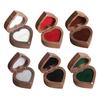 Jewelry Box Heart-Shaped Walnut Wood Ring Storage Box with Velvet Padding Smooth Polished Surface Weddings Proposals Ring Case