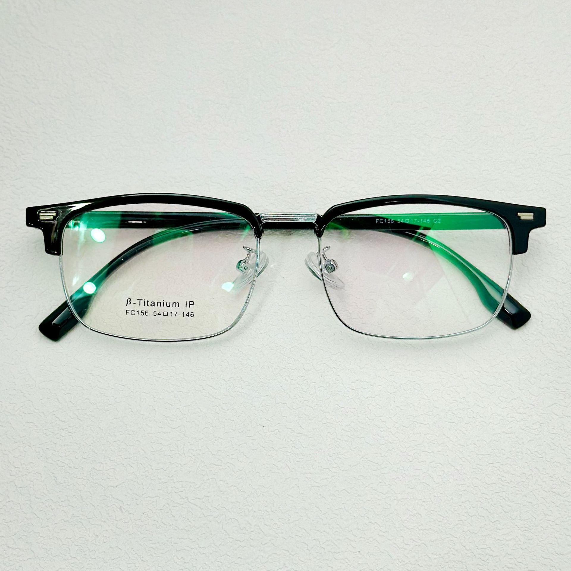 

Оправа для очков-бровей из немагнитного титана TR90 для больших лиц - Мужская ретро оправа для рецептурных очков чёрный/серебряный