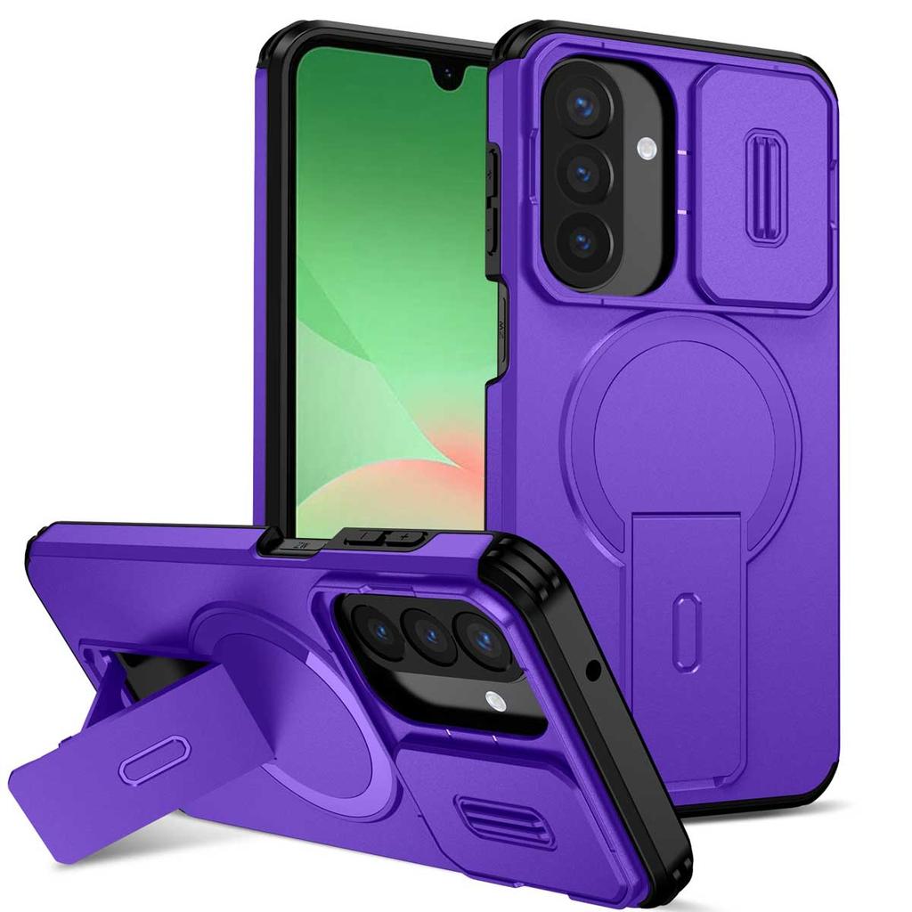 Voor Samsung Galaxy A57 A37 A17 A56 A36 A26 A16 A55 A35 A25 A15 Magnetische Ringhouder Schuifbare Camera Lens Bescherming Telefoonhoes