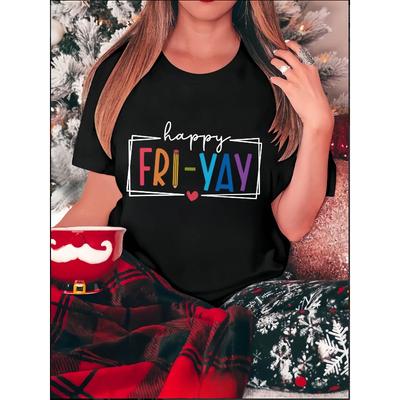 Women's Happy T-Shirt Round Neck Short Sleeve Colorful Heart Stretchy Nontransparent Breathable Machine Washable Summer Casual Vacation Fun Print Top