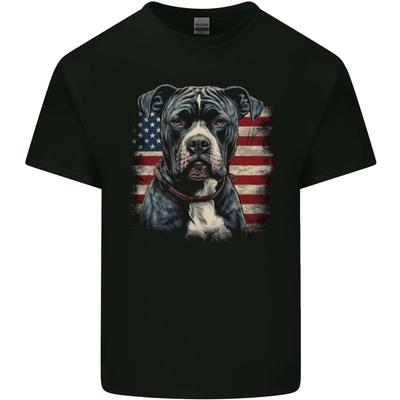American Pitbul With USA Flag America Dog Kids T-Shirt Childrens