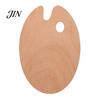 Artist Painting Tray Wooden Paint Palette with Thumb Hole for Oil, Acrylic, Ergonomic Watercolor Painting, Oval-Shaped Wood Art Artists