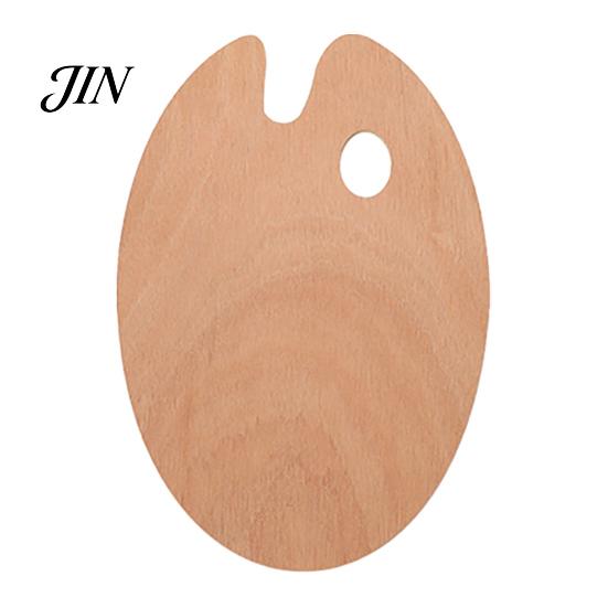 Artist Painting Tray Wooden Paint Palette with Thumb Hole for Oil, Acrylic, Ergonomic Watercolor Painting, Oval-Shaped Wood Art Artists