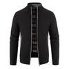 Autumn and Winter Men's Plus Velvet Thick Stand-up Collar Cardigan Sweater Warm Sweater Coat Zipper Cardigan Men's Trend